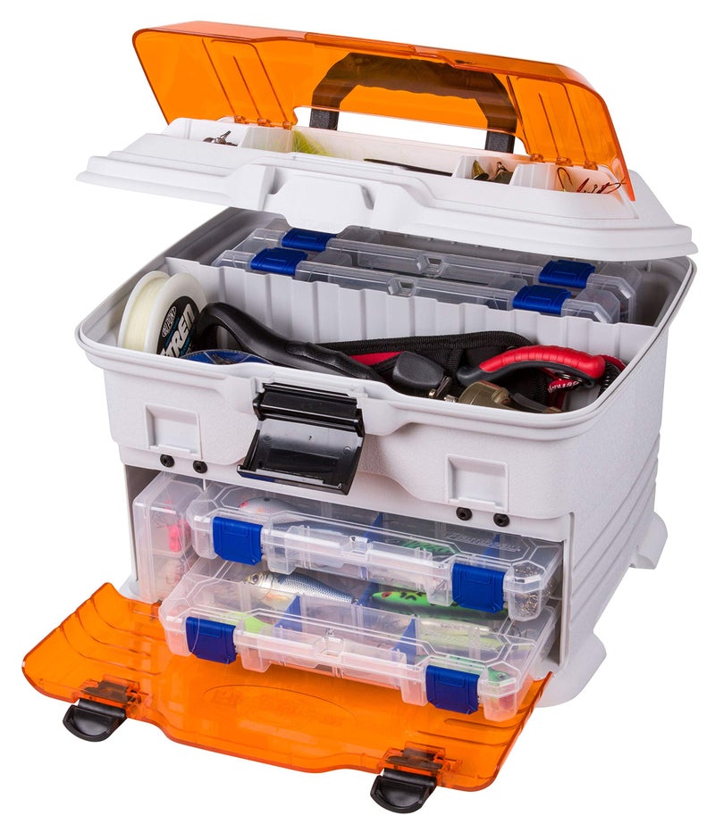Flambeau Outdoors T4P Pro Multiloader Tackle Box - Portable Fishing Lure Organizer Station With Zerust Anti-RustTechnology, Includes 5 Removable Tuff Tainer Tackle Boxes, White/Orange - Image 4